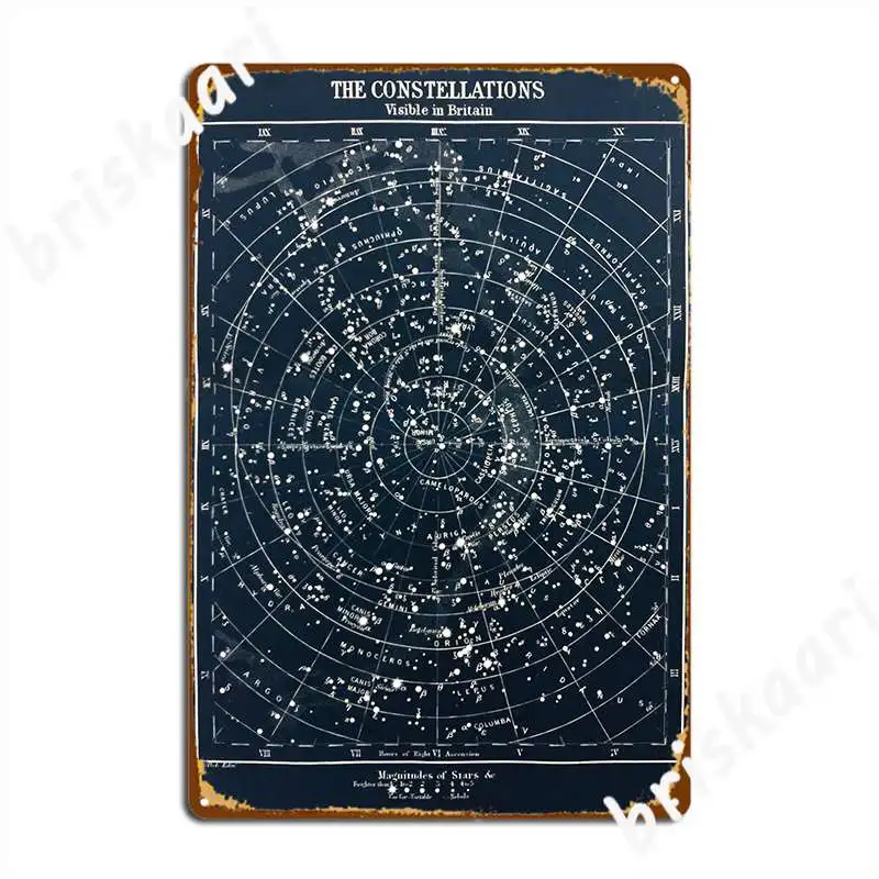 Star Map Poster - Vintage Star Constellations Map Poster Circa