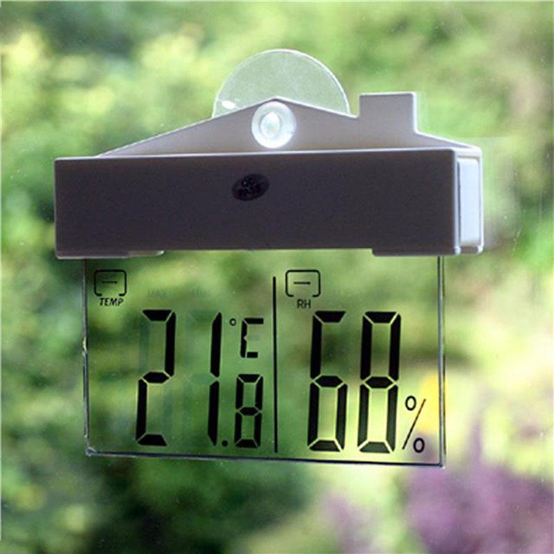 Weather Station Indoor - Digital Window Thermometer Hydrometer Suction Cup