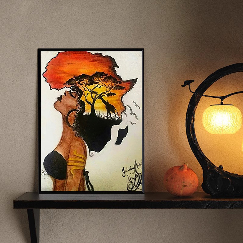 Star Map Poster - Classical African Woman Posters Abstract Africa