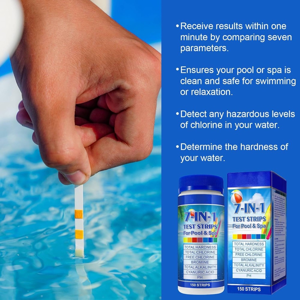 7-in-1 Pool Test Strips 150 Pc - Water Testing Kit recension och pris