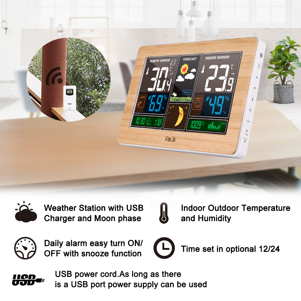 FanJu FJ3378 Digital Alarm Clo - Weather Station Indoor recension och pris