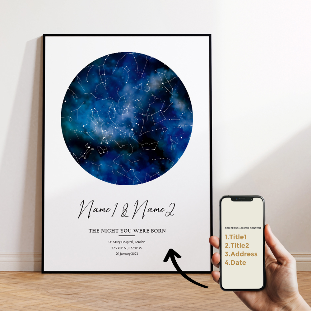 Modern Custom Personalized Nig - Star Map Poster recension och pris