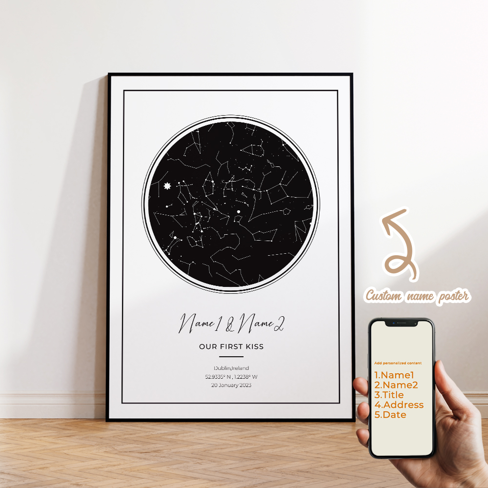 Modern Custom Personalized Nig - Star Map Poster recension och pris